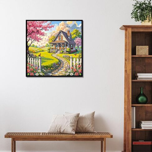 AQMMID Diamond Painting Kits for Adults, A Peaceful Garden Full Drill Diamond Art Kits for Beginners,Round 5D DIY Diamond Dots Paintings, Diamonds Pictures Gem Art and Crafts Home Decor Gift in Kuwait