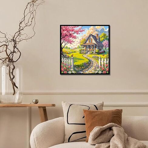 AQMMID Diamond Painting Kits for Adults, A Peaceful Garden Full Drill Diamond Art Kits for Beginners,Round 5D DIY Diamond Dots Paintings, Diamonds Pictures Gem Art and Crafts Home Decor Gift in Kuwait