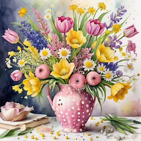 AQMMID Diamond Painting Kits for Adults, A Peaceful Garden Full Drill Diamond Art Kits for Beginners,Round 5D DIY Diamond Dots Paintings, Diamonds Pictures Gem Art and Crafts Home Decor Gift in Kuwait