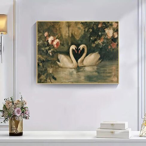 Niazidier DIY Swan الطلاء بالأرقام للبالغين، الطلاء حسب مجموعات الأرقام على القماش، اللون بالأرقام للمبتدئين البالغين، هدايا ديكور لغرفة الحائط المنزلية (بجعة) in Kuwait