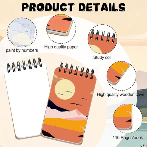 Frienda 6 Pcs Paint by Numbers Kit for Adults Beginners 5x3 Inch Mini Mountain Painting Notebook Small Paint by Number Notebook Craft for DIY Painting Birthday Party Gift in Saudi Arabia