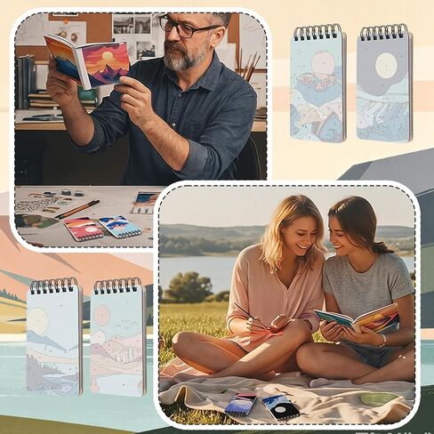 Frienda 6 Pcs Paint by Numbers Kit for Adults Beginners 5x3 Inch Mini Mountain Painting Notebook Small Paint by Number Notebook Craft for DIY Painting Birthday Party Gift in Saudi Arabia