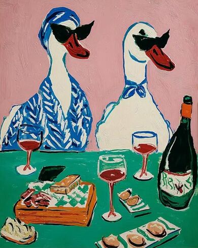 Gearock Paint by Numbers Kit for Adults, Funny Ducks with Sunglasses, Wine & Cheese, Easy DIY Acrylic Painting Set for Beginners, Wine Lover Gift, 16x20 Inch in Saudi Arabia