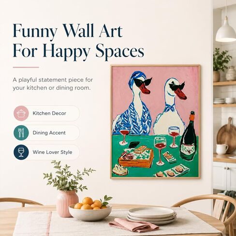 Gearock Paint by Numbers Kit for Adults, Funny Ducks with Sunglasses, Wine & Cheese, Easy DIY Acrylic Painting Set for Beginners, Wine Lover Gift, 16x20 Inch in Saudi Arabia