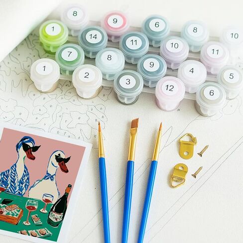 Gearock Paint by Numbers Kit for Adults, Funny Ducks with Sunglasses, Wine & Cheese, Easy DIY Acrylic Painting Set for Beginners, Wine Lover Gift, 16x20 Inch in Saudi Arabia