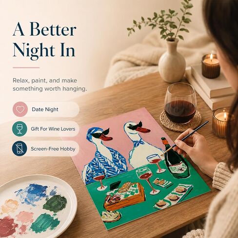 Gearock Paint by Numbers Kit for Adults, Funny Ducks with Sunglasses, Wine & Cheese, Easy DIY Acrylic Painting Set for Beginners, Wine Lover Gift, 16x20 Inch in Saudi Arabia