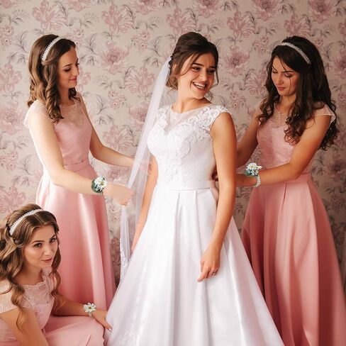Waydress 14 قطعة من دبابيس بوتونيير زهرية ودبابيس مغناطيسية وأساور معصم لؤلؤية مرنة وإكسسوارات المعصم لحفلات الزفاف المصنوعة يدويًا وحفلات الزفاف ودبابيس العروس المستقيمة (أخضر) in Kuwait
