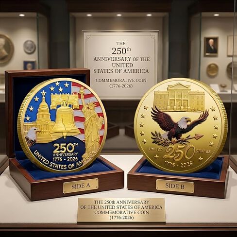 250th Anniversary Commemorative Coin 1776-2026 - Metal Challenge Coin with Liberty Bell, Capitol & Eagle Design - America 250 Merchandise Collectible for Veterans （1Pcs） in Saudi Arabia