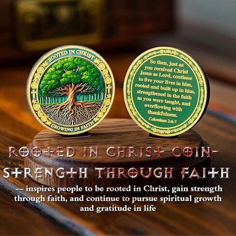 ASmileIndeep 10Pcs Tree of Life Faith Christian Challenge Coin – Rooted in Christ Coin Bible Verse Colossians 2:6-7 Jesus Religious Token - Faith Strength Good Luck Christian Inspirational Gift (B) in Saudi Arabia
