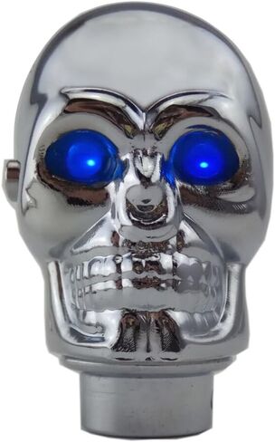 Silver Chrome Skull Stick Shift Knob LED Lights Gear Shift Knob Manual Handle Shifter Knobs - Blue Eyes in Saudi Arabia