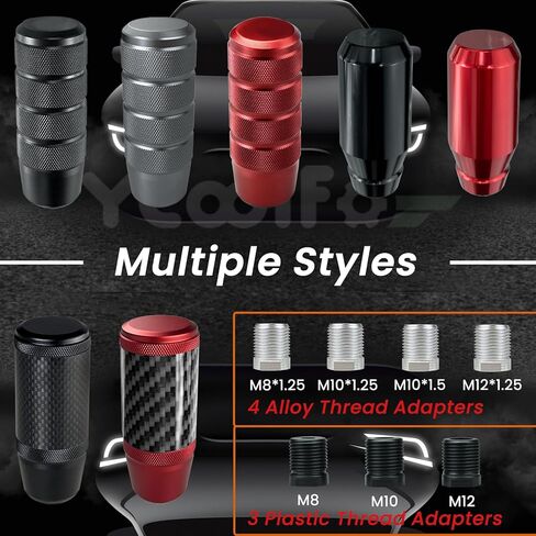 Weighted Shift Knob for Automatic and Speed Manual Cars, 3.15" Stick Shifter Snobs, with 4 Alloy Adapters M8 M10 M12 x 1.25, M10x1.5 (Black) in Saudi Arabia