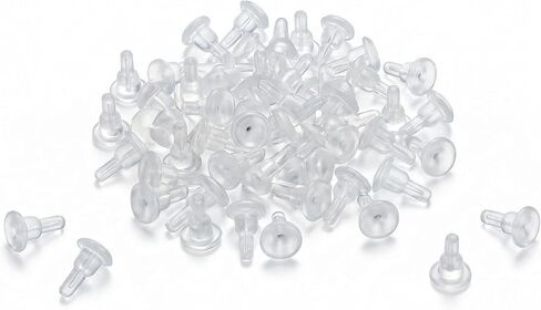 50 Pack Clear Silicone Earring Backs, Full-Cover Bullet Earring Backings with Dust Shield, Soft Comfortable Ear Cushions for Stud Earrings, Secure Earring Stoppers in Saudi Arabia