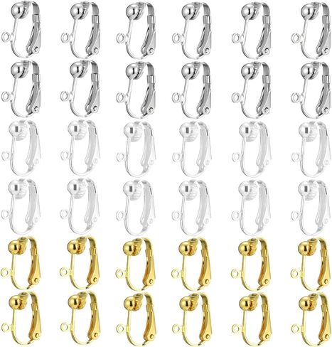 36Pcs Clip on Earring Converter, Brass Earring Converters Pierced to Clip, Secure Earring Clips for Non Pierced Ears, Findings Backs for Jewelry Making DIY, Gold & Silver in Saudi Arabia