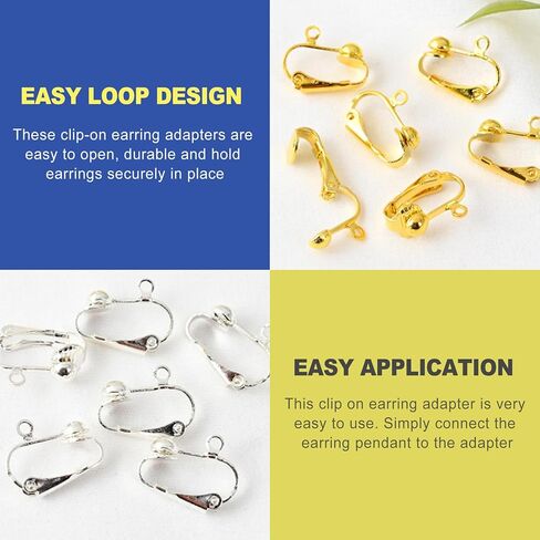 36Pcs Clip on Earring Converter, Brass Earring Converters Pierced to Clip, Secure Earring Clips for Non Pierced Ears, Findings Backs for Jewelry Making DIY, Gold & Silver in Saudi Arabia