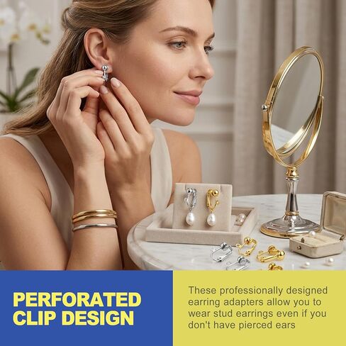 36Pcs Clip on Earring Converter, Brass Earring Converters Pierced to Clip, Secure Earring Clips for Non Pierced Ears, Findings Backs for Jewelry Making DIY, Gold & Silver in Saudi Arabia