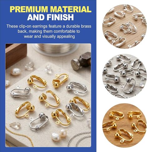 36Pcs Clip on Earring Converter, Brass Earring Converters Pierced to Clip, Secure Earring Clips for Non Pierced Ears, Findings Backs for Jewelry Making DIY, Gold & Silver in Saudi Arabia