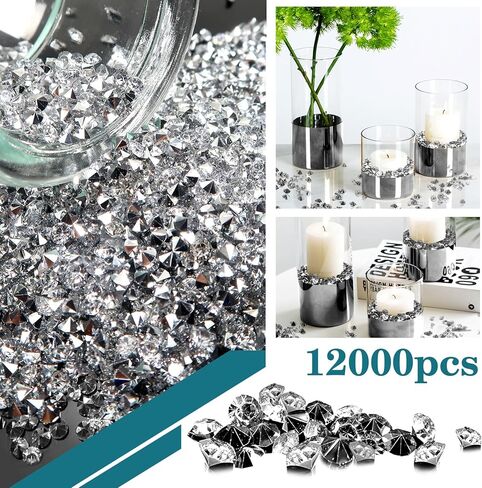 TOAOB 12000 قطعة زينة ألماس فضية 3 مم أحجار الراين بلينغ أكريليك الماس مزهرية حشو بلورات قصاصات طاولة لتزيين خرز مزهرية الطاولة in Kuwait