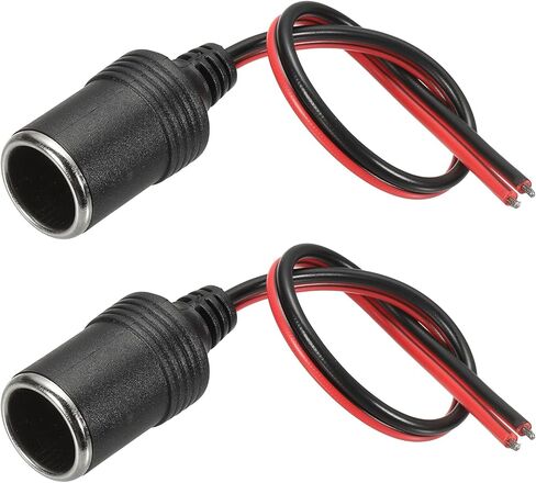 MECCANIXITY 2 قطعة 18AWG أنثى مقبس ولاعة السجائر في السيارة مع سلك عاري كابل مفتوح النهاية، 50 سم / 1.6FT 12V / 24V 10A شاحن سيارة محول مقبس أنثى لتشغيل المعدات داخل السيارة in Kuwait