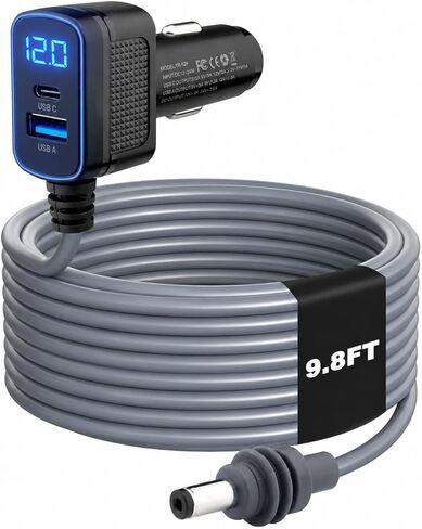 Starlink Mini Cable 10FT, 3 in 1 Starlink Mini Car Charger DC Power Cable + Cigarette Lighter Adapter 12V-24V with OLED Display, 18WAG USB C PD 36W and USB A 18W Ports for Trucks, Cars, RVs in Saudi Arabia