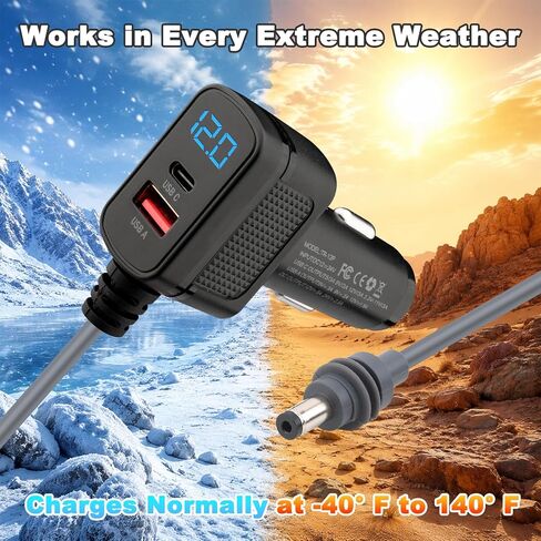 Starlink Mini Cable 10FT, 3 in 1 Starlink Mini Car Charger DC Power Cable + Cigarette Lighter Adapter 12V-24V with OLED Display, 18WAG USB C PD 36W and USB A 18W Ports for Trucks, Cars, RVs in Saudi Arabia