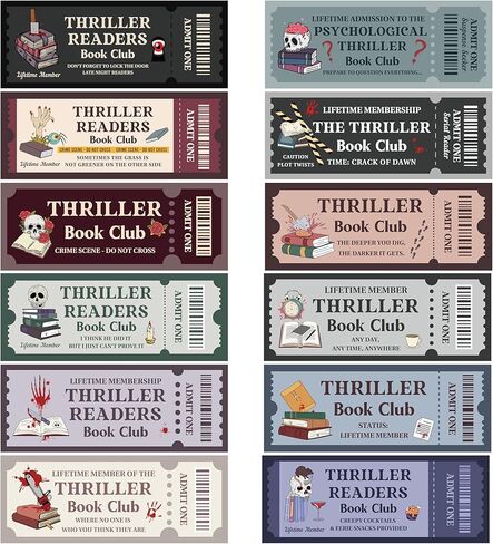 Laffact Halloween Thriller Book Club Bookmarks - 120 Horror Ticket Style Reading Tracker, Double-Sided Page Marker, Thanksgiving Christmas Birthday Bookish Gifts for Book Lover Rewards School Library in Saudi Arabia