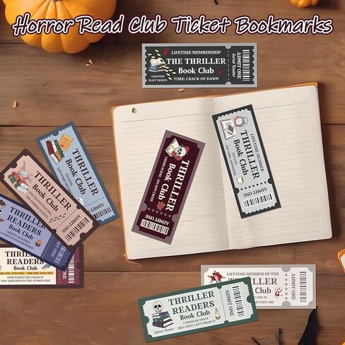 Laffact Halloween Thriller Book Club Bookmarks - 120 Horror Ticket Style Reading Tracker, Double-Sided Page Marker, Thanksgiving Christmas Birthday Bookish Gifts for Book Lover Rewards School Library in Saudi Arabia