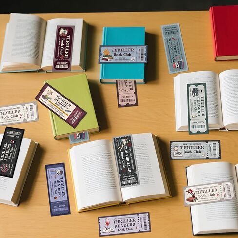 Laffact Halloween Thriller Book Club Bookmarks - 120 Horror Ticket Style Reading Tracker, Double-Sided Page Marker, Thanksgiving Christmas Birthday Bookish Gifts for Book Lover Rewards School Library in Saudi Arabia