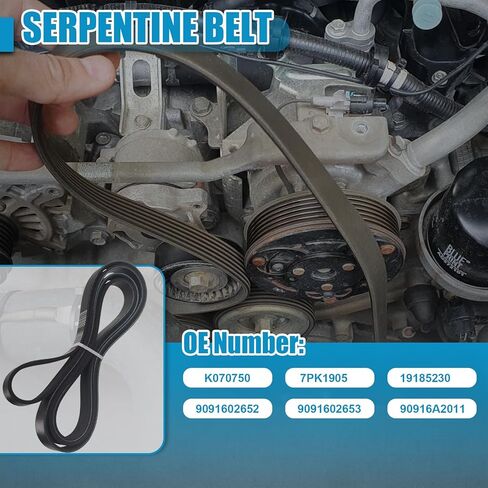 حزام محرك سيربنتين متوافق مع Toyota Camry 2007-2009، RAV4 2006-2008، Corolla 2009-2012، Matrix 09-2013 & Scion xB 12-2015، Pontiac Vibe 09-2010 L4 2.4L حزام أوتوماتيكي 7PK1905 in Kuwait