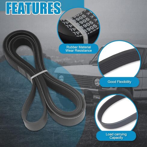 حزام محرك سيربنتين متوافق مع Toyota Camry 2007-2009، RAV4 2006-2008، Corolla 2009-2012، Matrix 09-2013 & Scion xB 12-2015، Pontiac Vibe 09-2010 L4 2.4L حزام أوتوماتيكي 7PK1905 in Kuwait
