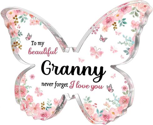 Gifts for Granny, Unique Granny Gifts Ideas - 5x3.8x0.5 Inch Butterfly-Shaped Acrylic Plaque Keepsake - Mothers Day Gift, Grandparent Day Gift, Birthday Christmas Gift for Granny in Saudi Arabia