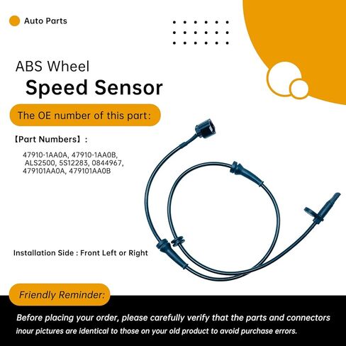 479101AA0A Front Left/Right ABS Wheel Speed Sensor Compatible with Nissan Murano 2009-2014 V6 3.5L – Replaces 47910-1AA0A, 47910-1AA0B in Saudi Arabia