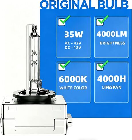 D1S HID Headlight Bulbs, 6000K Cold White, 2Pcs 35W D1S Bulb 66144 66140 85140 85415 85415C1 Replace HID Xenon Bulbs, Plug and Play in Saudi Arabia