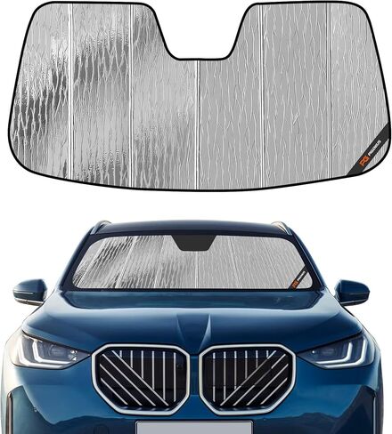 مظلة الشمس للزجاج الأمامي من Pigenius لسيارة BMW X3 (G45) 2025-2026، تناسب xDrive30 M50، فضي/أسود قابل للعكس in Kuwait