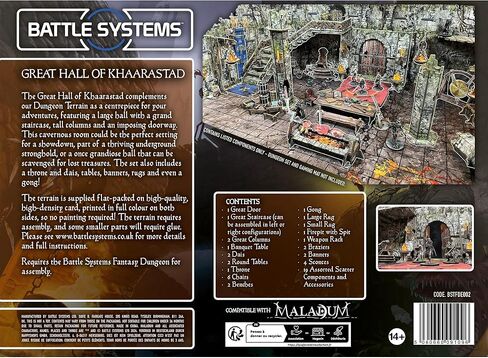 Battle Systems Fantasy Dungeon Terrain Great Hall of Khaarastad Terrain Immersive Scenery for D&D DND Maladum Pathfinder RPGs Full Color Heavy Duty Cardstock Printed Both Sides in Saudi Arabia