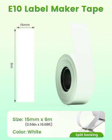 3 Rolls Compatible with SUPVAN E10 E11 Bluetooth Label Maker Tape, White,Continous 0.59in x 19.68ft(15mmx6m),Thermal Laminated Label Paper, Self-Adhesive Multipurpose Labeling Tape in Kuwait