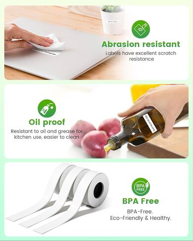 3 Rolls Compatible with SUPVAN E10 E11 Bluetooth Label Maker Tape, White,Continous 0.59in x 19.68ft(15mmx6m),Thermal Laminated Label Paper, Self-Adhesive Multipurpose Labeling Tape in Kuwait