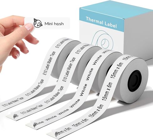 3 Rolls Compatible with SUPVAN E10 E11 Bluetooth Label Maker Tape, White,Continous 0.59in x 19.68ft(15mmx6m),Thermal Laminated Label Paper, Self-Adhesive Multipurpose Labeling Tape in Kuwait