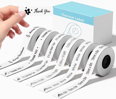 3 Rolls Compatible with SUPVAN E10 E11 Bluetooth Label Maker Tape, White,Continous 0.59in x 19.68ft(15mmx6m),Thermal Laminated Label Paper, Self-Adhesive Multipurpose Labeling Tape in Kuwait