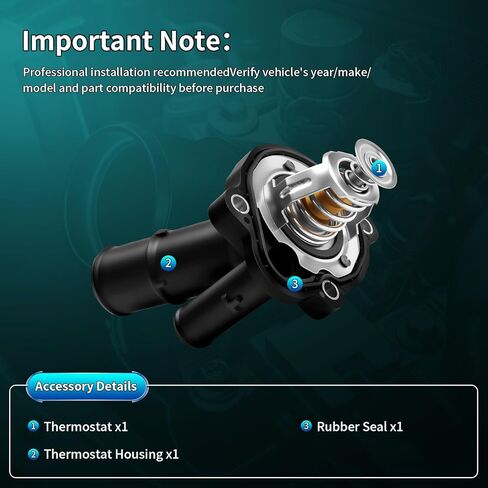 Engine Coolant Thermostat Housing Assembly Compatible With 2007-2017 Mazda 3, 5, MX-5 Miata, Ford Focus, Fusion, Escape Taurus, Lincoln MKZ, MKC, MKT - Replaces LF7015170, 902-682 in Kuwait