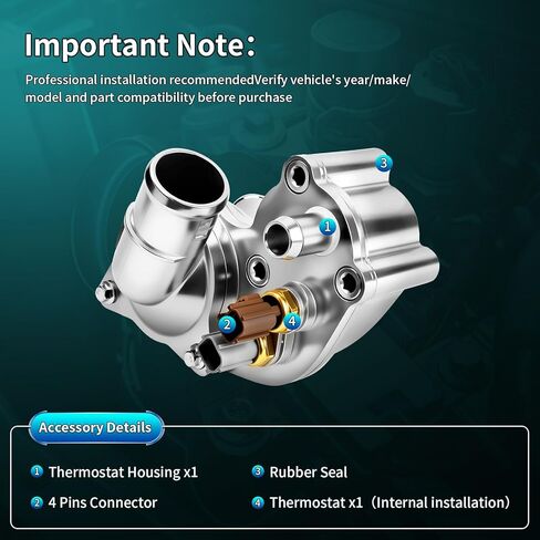 مجموعة مبيت منظم حرارة سائل تبريد المحرك من الألومنيوم متوافقة مع Ford Explorer 2001-2005، Ranger 2001-2011، Mazda B4000 01-08، Mercury Mountaineer 2001 يستبدل - يستبدل 4L5E8A586AB، SK121093 in Kuwait