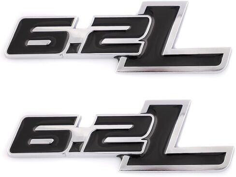 2X 6.2L Litter Truck Emblem Decal Hood Fender Tailgate Badge Sticker Replacement for Car F150 Ratpor F-150 Automotive Accessories Decoration (Chrome-Black) in Saudi Arabia