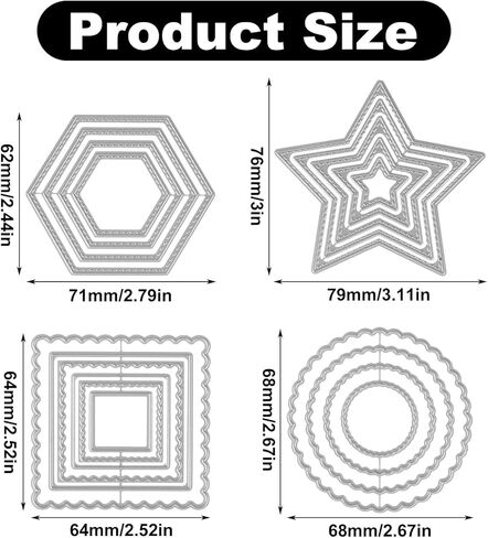 4 Sets Metal Cutting Dies, Assorted Shapes Carbon Steel Embossing Dies, DIY Etched Dies for Scrapbooking Card Making Paper Crafts, Geometric Stitched Nesting Dies in Saudi Arabia