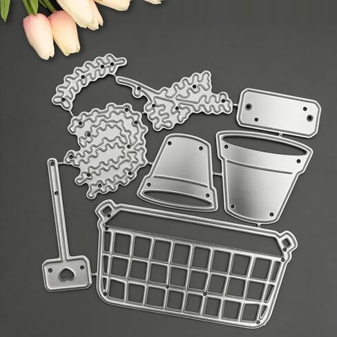 3D Planter & Garden Metal Cutting Dies Set for Card Making & Scrapbooking - Includes Pots, Plants, Fence, Shovel, Tags for DIY Greeting Cards, Journal, Home Decor in Saudi Arabia