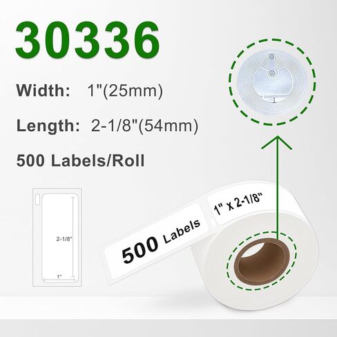 ملصقات عنوان الإرجاع الحرارية البيضاء - 10 بكرات (مع شريحة RFID)، مناسبة لـ Dymo 30336 (1 بوصة × 2-1/8 بوصة) متوافقة مع طابعات Dymo LabelWriter 550، 500 ملصق لكل لفة. in Kuwait