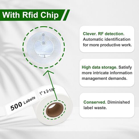 ملصقات عنوان الإرجاع الحرارية البيضاء - 10 بكرات (مع شريحة RFID)، مناسبة لـ Dymo 30336 (1 بوصة × 2-1/8 بوصة) متوافقة مع طابعات Dymo LabelWriter 550، 500 ملصق لكل لفة. in Kuwait