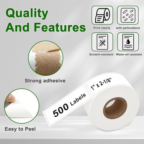 ملصقات عنوان الإرجاع الحرارية البيضاء - 10 بكرات (مع شريحة RFID)، مناسبة لـ Dymo 30336 (1 بوصة × 2-1/8 بوصة) متوافقة مع طابعات Dymo LabelWriter 550، 500 ملصق لكل لفة. in Kuwait