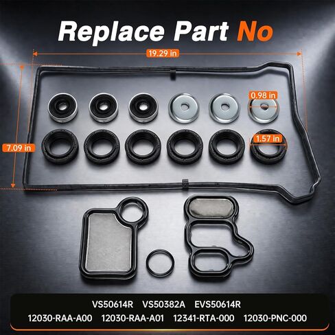 FUSCH Valve Cover Gasket Set - Engine Gasket Kit Compatible with Honda Accord Civic CR-V Element & Acura CSX RDX RSX TSX, Reliable Seal, Prevents Oil Leaks, Replace VS50614R in Kuwait