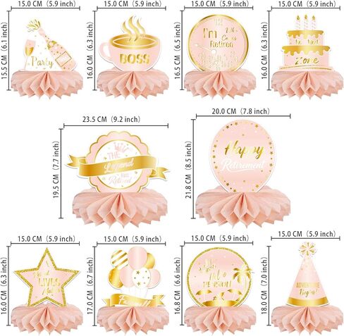 Retirement Party Table Decorations– 10 PCS Happy Retirement Honeycomb Centerpieces for Table Toppers, The Legend Has Retired Party Supplies for Farewell Retirement Party Decor(Pink Gold) in Saudi Arabia