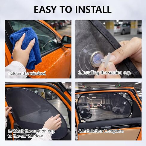 Car Window Shades, 2026 New Upgrade Car Shades for Side Windows25 X15(2 Pack), Side Window Sun Protection for Daily Commuting and Long Road Trips with Four Suction Cups, Can Blocks 99.98% UVR in Saudi Arabia