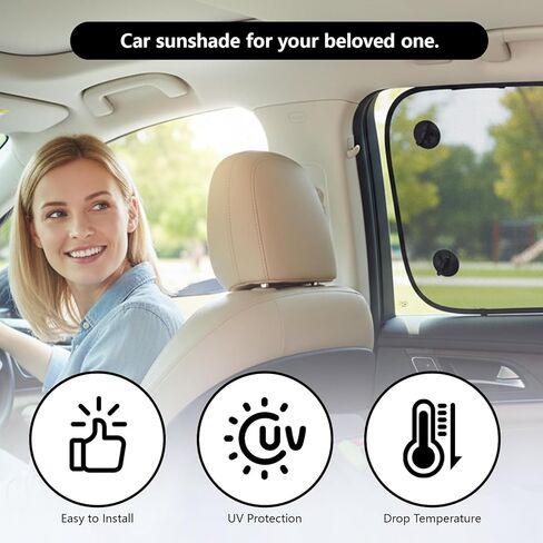 Car Window Shades, 2026 New Upgrade Car Shades for Side Windows25 X15(2 Pack), Side Window Sun Protection for Daily Commuting and Long Road Trips with Four Suction Cups, Can Blocks 99.98% UVR in Saudi Arabia